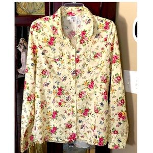 L.E.I. Junior Girl's Americana Yellow Floral Cotton Button Up Shirt Top Size XXL